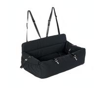 LeeQinersw Coussin de Véhicule Coussin Lit Niche Siège Auto Chien pour Confort et Soutien Bords Élevés pour Enveloppement Tissu Lin Résistant Nettoyage Facile, Noir