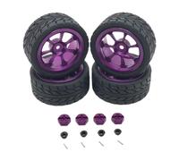 LeeQinersw Ensemble de Jantes et Pneus En Caoutchouc RC avec Adaptateur de Moyeu Hexagonal pour A969 et A959, Violet