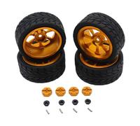 LeeQinersw Ensemble de Jantes et Pneus En Caoutchouc RC avec Adaptateur de Moyeu Hexagonal pour A969 et A959, or