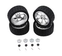 LeeQinersw Ensemble de Jantes et Pneus En Caoutchouc RC avec Adaptateur de Moyeu Hexagonal pour A969 et A959, Argent