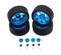 LeeQinersw Ensemble de Jantes et Pneus En Caoutchouc RC avec Adaptateur de Moyeu Hexagonal pour A969 et A959, Bleu