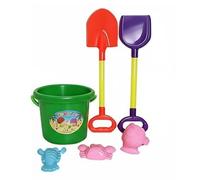 LeeQinersw Ensemble de Plage Enfant Seau Pelle Moules Rateau Jouets de Sable en Plastique Solide avec Poignée en Cœur Ergonomique et Sac en Maille Transportable, 089-34 Set 6 Pièces