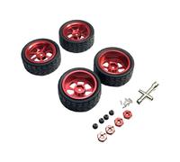LeeQinersw Ensemble de Pneus En Caoutchouc et de Moyeux de Roue En Métal pour Modèles RC 144001 et A959, Rouge