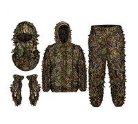 LeeQinersw Ensemble Ghillie 3D Feuilles avec Gants pour Activités Extérieures, M L