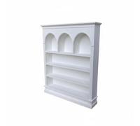 LeeQinersw Étagère de Maison de Poupée Bibliothèque Miniature Meuble de Poupée Armoire Miniature Accessoire Miniature avec Arches Inspirées Romaines en Plastique, Blanc