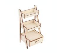 LeeQinersw Étagère Maison de Poupée en Bois Échelle Meuble Miniature Rangement à Trois Niveaux Tiroir Fonctionnel Support Stable Fait Main Convient à Mise en Scène Photographie Collection