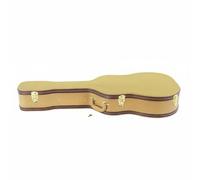 LeeQinersw Étui Guitare Étui Rigide Housse Coque Valise avec Revêtement Similicuir PU Structure en Bois et Doublure en Mousse, Array, Jaune avec Motif À Chevrons Et Bordure Marron, 41 Pouces