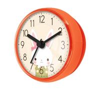 LeeQinersw Horloge Murale étanche avec Ventouse, Anti-buée, Ronde et Compacte, en PP et PVC, Facile à Lire, Convient pour Salle de Bain, Réfrigérateur, Orange
