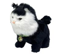 LeeQinersw Jouet électronique pour Chat Marcheur, Animal de Compagnie Robotisé, Réaliste et Vivant, avec Queue Mobile, Idéal pour Les Enfants, Noir