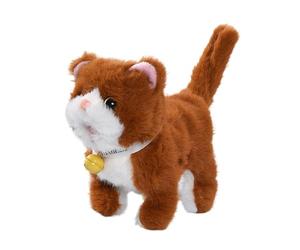 LeeQinersw Jouet pour Chat Marcheur, Animal électronique, Chaton Musical, Cadeau D'anniversaire, Queue Qui Remue, Enregistrement Possible, Brun