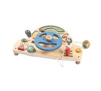 LeeQinersw Jouet Volant Enfant Tableau de Bord Voiture Bois Activités Motricité Sensorielle Découverte Manipulation Adapté pour Jeu Éducatif Divertissement en Déplacement