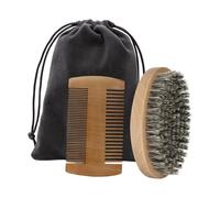 LeeQinersw Kit 2 outils toilettage barbe pour hommes, peigne double face en bois, confortable et portable, Poignée En Bois