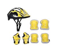 LeeQinersw Kit de Casque et Protections pour Enfants, idéal pour Le vélo et Le Skateboard, Jaune