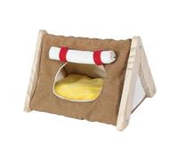 LeeQinersw Lit pour Cobayes, Plateforme D'activité, Habitat Portable et Chaud, Maisonnette-Grotte pour Le Repos des Chinchillas, Hamsters et, Brun