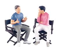 LeeQinersw Lot de 2 Figurines pour Diorama, Trains Miniatures, Scènes Miniatures, Personnages Faisant Leurs Courses, Figurines en Résine à Très Petite échelle, A, Bleu Rose