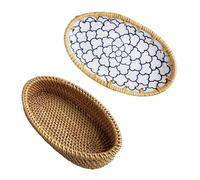 LeeQinersw Lot de 2 paniers à pain pour servir le pain - Grand panier chauffant pour dîners de table, petits pains, crackers et collations, organiseurs de corbeilles à fruits en céramique pour