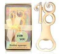 LeeQinersw Lot de 20 décapsuleurs dorés pour 18e anniversaire - Numéro 18 - Cadeaux de mariage - Décapsuleurs de bière, strass - Décorations de fête pour invités