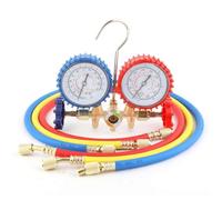 LeeQinersw Manomètre Automobile Kit de Pression Climatisation Bimanomètre Verre d'Observation Corps Ajustable en Laiton Boutons Moletés Durables Adapté à Test de, 15-35KG, Modèle À Fond Blanc