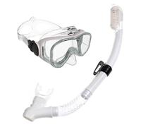 LeeQinersw Masque de Plongée Adulte Lunettes Tuba Kit avec Tuba en PVC Sangle Réglable et Visière Panoramique pour Confort et, Blanc Transparent, M2510 Silicone+S32