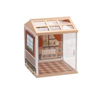 LeeQinersw Miniature Scene Display Maison Miniature Vitrine Transparente Maquette à Assembler Maison de Poupée Matériaux et Papier Toit Incliné Classique Sol à