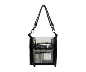 LeeQinersw Organiseur Cosmétique Sac Maquillage Trousse Beauté Mallette Maquillage PVC Clair avec Bandoulière Détachable et Clips Métal Maintien Vertical des