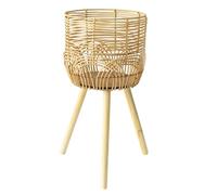 LeeQinersw Panier de Fleurs de Sol avec Support, Jardinière Tressée à La Main, Décoration Rustique et Champêtre, Simple, Idéal pour Offrir, L