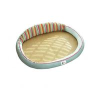 LeeQinersw Panier de Refroidissement pour Chat Lit Ovale Couchage Nid Tapis Surélevé Centre Tissé Rattan et Coton PP pour Confort et Maintien Corporel Adapté au Repos Détente Intérieur, Bleu, S