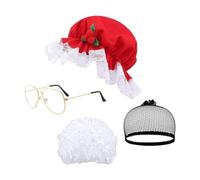 LeeQinersw Perruque de Mère Noël avec Accessoires pour Spectacle de Noël