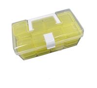 LeeQinersw Petite Boîte de Rangement pour Perles, 32 Compartiments, Transparente, Rectangulaire, en Polypropylène (PP), Idéale pour Les Bijoux, Les Ongles, La Ma, Jaune