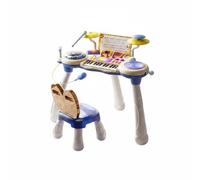 LeeQinersw Piano Électronique Enfant Clavier Jouet DJ Clavier Synthétiseur Orgue avec Fonction Multi-Jeux Mode Percussion et Micro pour Débutants et Découverte , Bleu