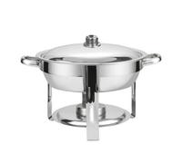 LeeQinersw Plat Chauffant Rond 4,5 L Démontable Réchaud à Alcool en Acier Inoxydable Stable Chafing Dish pr Hôtels, Argent