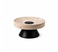 LeeQinersw Plateau En Pierre avec Insert Pierreux Plateau sur Pied Épuré Coupe sur Piédestal pour Table Basse, 20.5cmx10cm