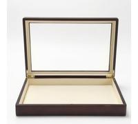 LeeQinersw Plateau Présentoir Bijoux Boîte Vitrine Organiseur Coffret avec Couvercle Verre et 12 Compartiments Design Sobre Bois et Protection Anti Poussière, Gris Foncé, Douze Compartiments