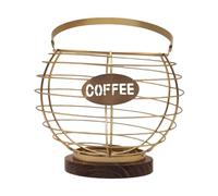 LeeQinersw Porte-capsules de Café : Récipient Moderne En Métal avec Base En Bois et Panier Robuste pour Un Rangement Organisé dans Les Espaces D'accueil, Les, or