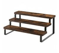 LeeQinersw Présentoir à Étages Multi Niveaux Étagère Organisateur Support Structure en Bois et Métal Visibilité Optimisée pour Figurines Parfums Bijoux, Retro 3 Couches