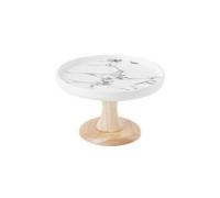 LeeQinersw Présentoir à Gâteaux En Céramique Pied En Bois Polyvalent Support à Pâtisseries sur Piédestal Réutilible pr Repas n, Marbre, S