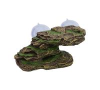 LeeQinersw Rampe d'escalade de Tortue pour Aquarium avec étape de Résine et Quai Flottant, Vert Marron