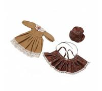 LeeQinersw Robe de Poupée Tenue Ensemble Vêtement Accessoires Costume Tissu Pastoral Vintage avec Coiffe Finition Soignée et Motifs Délicats Adaptée au Jeu , Kaki