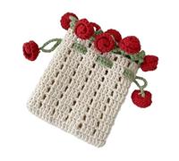 LeeQinersw Sac à bandoulière au Crochet Fini en Rose à Crampons de Fleur Souleur Valentin Gift Beach Élégant Sac à Main tissé à la Main, Beige