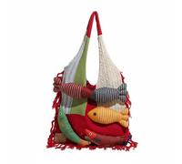 LeeQinersw Sac Tricoté Poisson 3D Sac Porté Épaule avec Franges Patchwork en Coton Léger Convenable pour Jeunes Filles Utilisation Quotidienne École Promenades Plage, Rouge