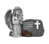 LeeQinersw Statuette Solaire Lumineuse Représentant Un Ange En Prière pour Jardin Extérieur, Décoration de Terrasse, Argent