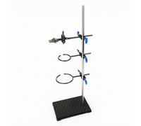 LeeQinersw Support d'Expériences de Physique Support à Colonne Pied de Chimie Collier de Serrage Anneaux de Fixation Ajustables Base Carrée Lourde en Fer Adapté