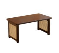 LeeQinersw Table Basse Pliable Bureau Bas Table de Tatami Table à Thé en Bambou et Rotin Plastique Compacte et Facile à Adaptée aux Lecture Salon, 70cm, Noyer