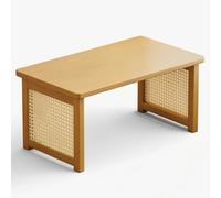 LeeQinersw Table Basse Pliable Bureau Bas Table de Tatami Table à Thé en Bambou et Rotin Plastique Compacte et Facile à Adaptée aux Lecture Salon, 70cm, Couleur Originale