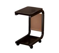 LeeQinersw Table d'Appoint Mobile Table de Canapé Table d'angle Table de Chevet Bout de Canapé à roulettes avec Étagère Cadre Noir Courbé Surface Bois Adaptée au, Noir + Cadre Noir