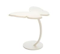 LeeQinersw Table d'Appoint Papillon Table Basse Guéridon Bout de Canapé avec Colonne Courbée et Socle Arrondi Plateau Effet Bois en MDF et Cadre Métal Adaptée au, Blanc Laiteux + Cadre Blanc