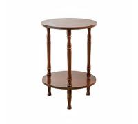 LeeQinersw Table Ronde Tripode avec Étagère Table Basse Bout de Canapé Table de Chevet Bois de Caoutchouc et Bois Multicouche Surface Lisse Facile à Nettoyer, Acajou, 40-40-58cm
