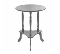 LeeQinersw Table Ronde Tripode avec Étagère Table Basse Bout de Canapé Table de Chevet Bois de Caoutchouc et Bois Multicouche Surface Lisse Facile à Nettoyer, Gris, 48-48-61cm