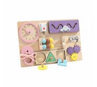 LeeQinersw Tableau d'apprentissage Enfant Plateau Éducatif Tableau d'Activités Sensoriel en Bois Horloge Engrenages Pistes Serrures Boutons Développe Logique