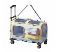 LeeQinersw Transporteur de Chariot pour Chat Valise à roulettes Cage de Transport Sac Animaux Roues Silencieuses en PP Protection Renforcée Pliable Capacité 20L, avec Bandoulière